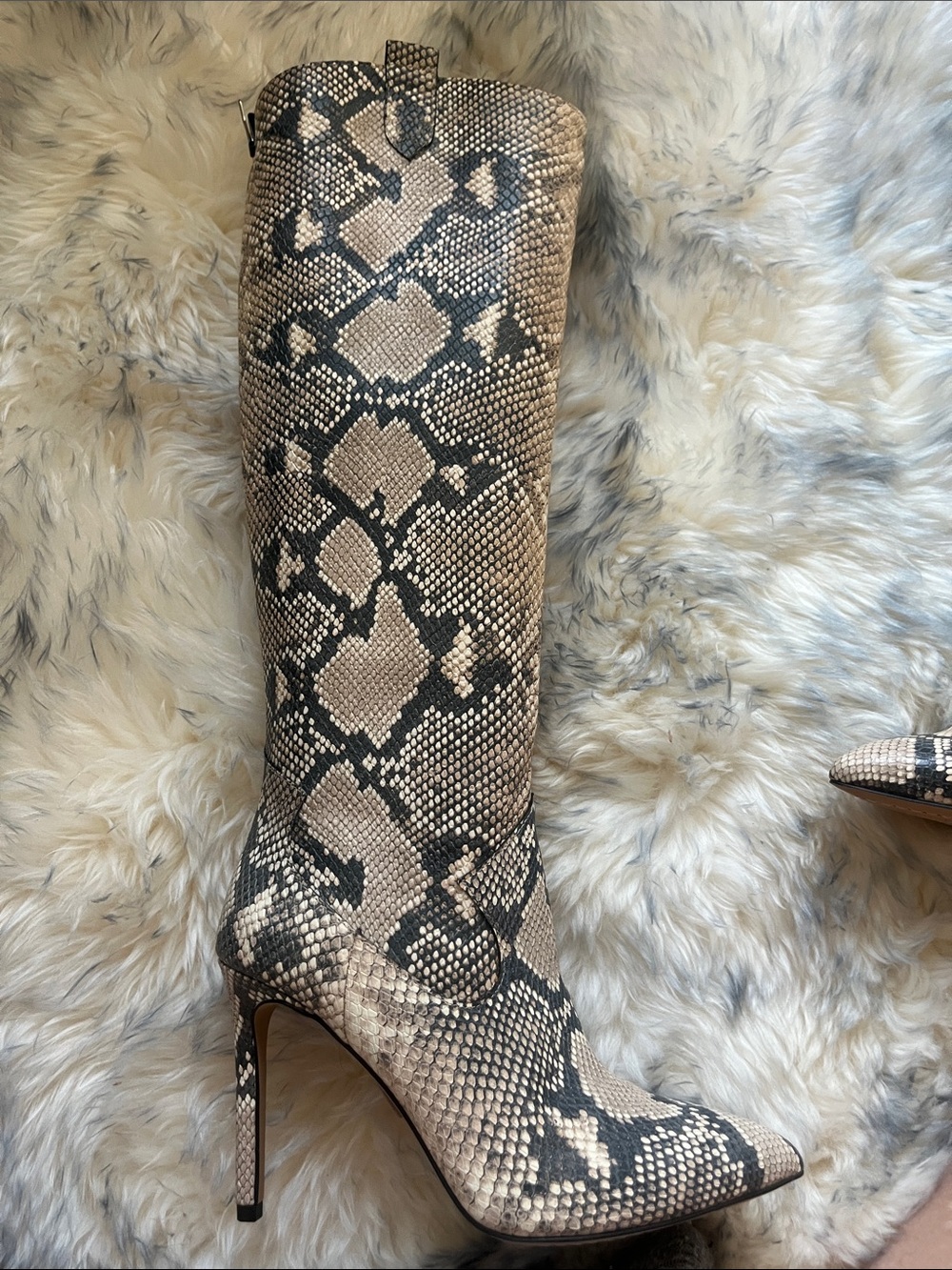 VINCE CAMUTO Natural Snake-Print Knee-High Boots - Picture 4 of 5